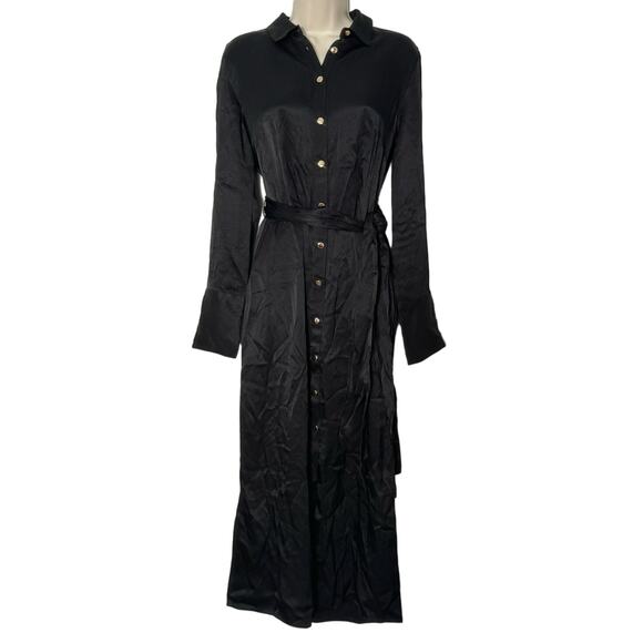 NWT J.Crew Drapey Shirtdress in Luster Crepe in Black Size 4